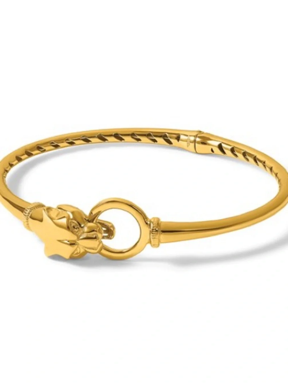 Herco 14K Yellow Gold Panther Hinged Bangle Bracelet Italy 13mm